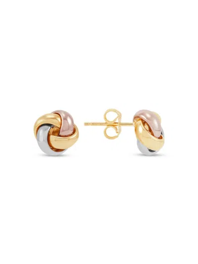 Saks Fifth Avenue Women's Tri Tone 14k Gold Love Knot Stud Earrings