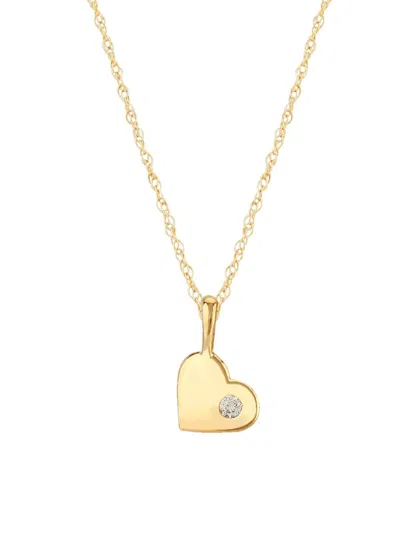 Saks Fifth Avenue Kid's 14k Yellow Gold & 0.01 Tcw Diamond Heart Pendant Necklace