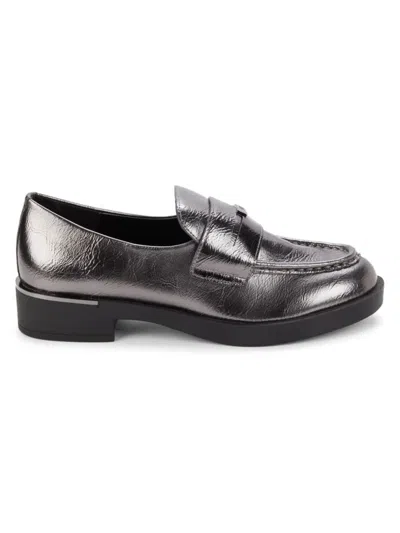 Dkny Women's Ivette Slip-on Penny Loafer Flats In Dark Gunmetal