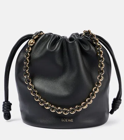 Loewe Flamenco Small Leather Bucket Bag In Black