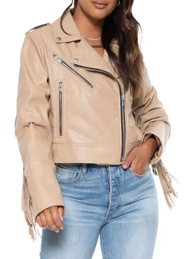 Blue Revival The Way She Moves Unreal Leather Jacket In Sand Dune In Brown