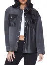 Blue Revival Women's Unreal Faux Leather & Denim Boyfriend Shacket In Dubai Black