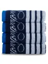 Brooks Brothers Kids' 4-piece Nautical Stripe Hand Towel Set In Blue