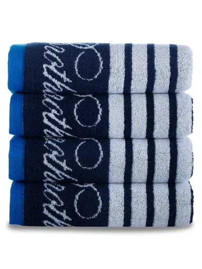 Brooks Brothers Kids' 4-piece Nautical Stripe Hand Towel Set In Navy