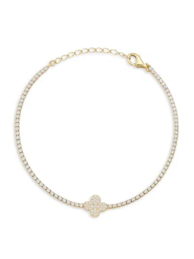 Chloe & Madison Women's 14k Sterling Silver & Cubic Zirconia Clover Tennis Bracelet In Goldtone