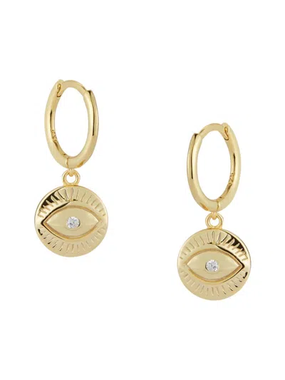 Chloe & Madison Women's 14k Goldplated Sterling Silver & Cubic Zirconia Evil Eye Drop Earrings