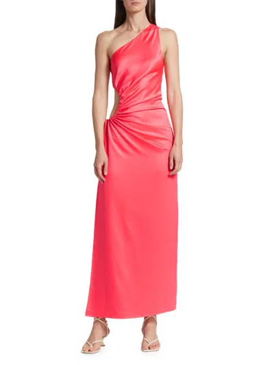 Line & Dot Women's Della One Shoulder Cutout Gown In Coral