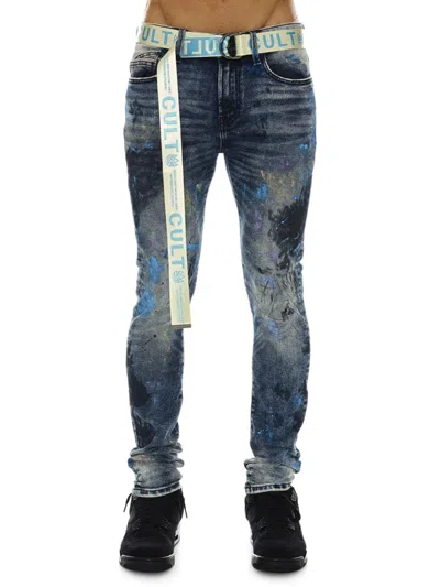Cult Of Individuality Punk Super Skinny Stretch Jeans In Abstract Blue