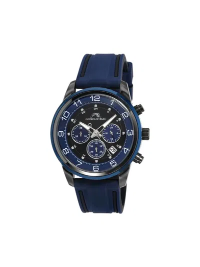 Porsamo Bleu Men's Arthur 44mm Stainless Steel & Silicone Strap Chronograph Watch In Sapphire