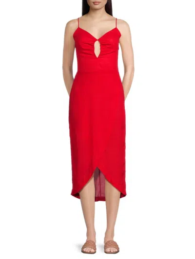 Vix Cintia Keyhole Midi Dress Swim Cover-up In Red