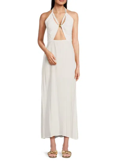 Vix Lidia Halter Detail Midi Dress In Off White