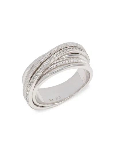 Judith Ripka Women's Aura Rhodium Plated Silver & White Topaz Eternity Band Ring