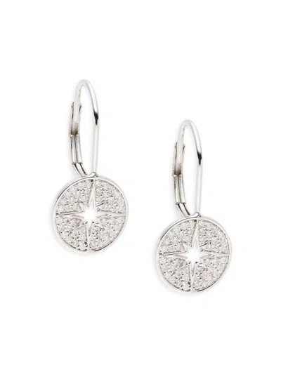 Sydney Evan Women's 14k White Gold & 0.288 Tcw Diamond Starburst Medallion Drop Earrings
