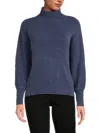 Stitchdrop Women's Puff Sleeve Turtleneck Sweater In Marina