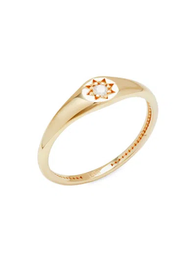 Saks Fifth Avenue Women's 14k Yellow Gold & 0.05 Tcw Diamond North Star Signet Ring