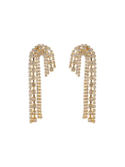 Eye Candy La Women's Luxe Goldtone & Cubic Zirconia Candy Cane Drop Earrings In Brass