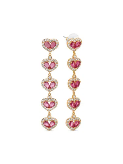 Eye Candy La Women's The Luxe Asta Goldtone Cubic Zirconia Heart Dangle Earrings In Brass