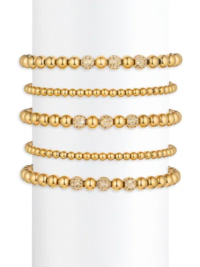 Eye Candy La Women's Luxe Alejandra Set Of 5 Goldtone & Cubic Zirconia Beaded Bracelet Set In Neutral
