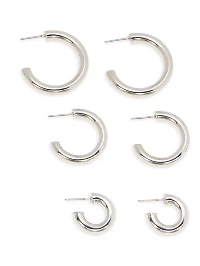 Shashi Women's Trines 3-piece Silvertone Hoop Set