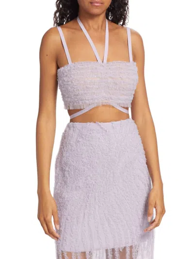 Jason Wu Collection Point D-esprit Ruffle Strappy Bra Top In Iris