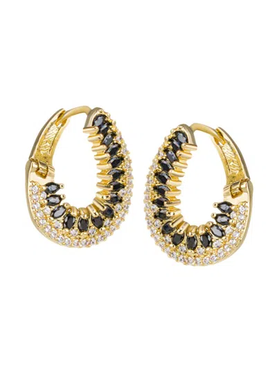 Cz By Kenneth Jay Lane Women's Look Of Real 14k Goldplated & Cubic Zirconia Hoop Earrings In Brass