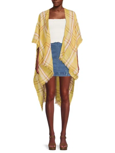 Saachi Reverie Plaid Linen-blend Kimono In Gold