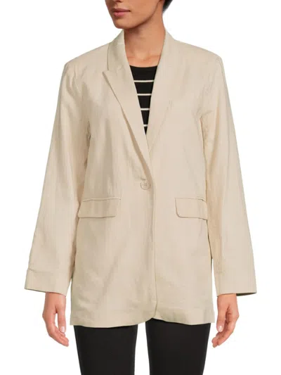 Ellen Tracy Linen-blend Blazer In Beige