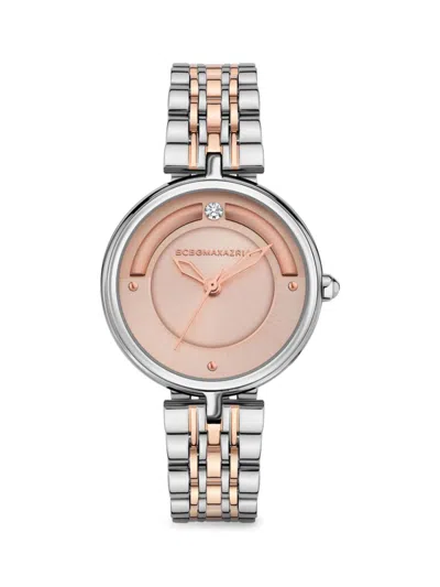 Bcbgmaxazria Women's Classic 32mm Two Tone Stainless Steel & Crystal Stone Bracelet Analog Watch In Light Rose Gold