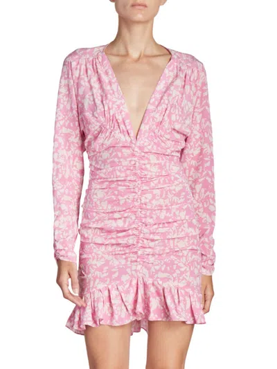 Isabel Marant Lara Print Silk Mini Dress In Pink