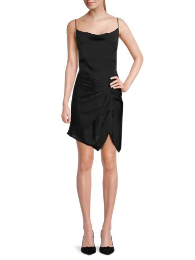 Iro Lipa Draped Ruched Satin-crepe Mini Dress In Black