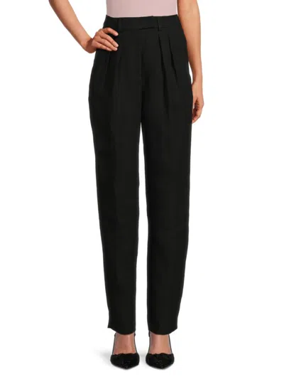 Akris Fidelia Conical-leg Linen Crepe Pants In Black