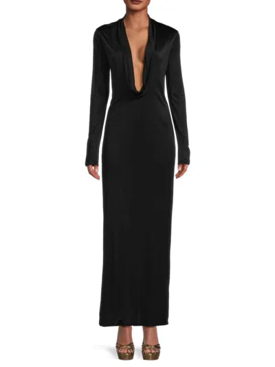 Versace Cut-out Hooded Maxi Dress In Black