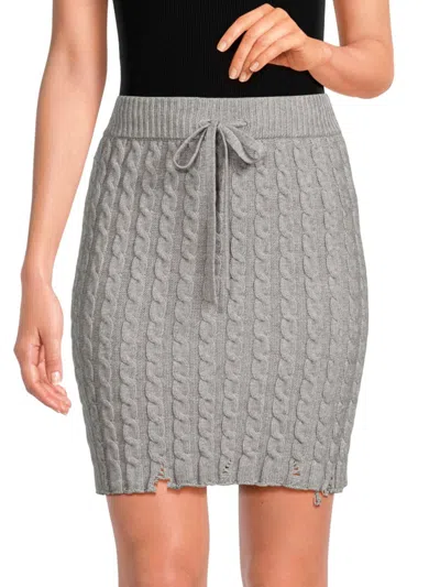 Pinko Cable Knit Mini Skirt In Drizzle Grey