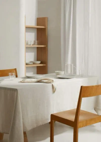 Mango Home 100% Linen Tablecloth 67x67 In Beige In White