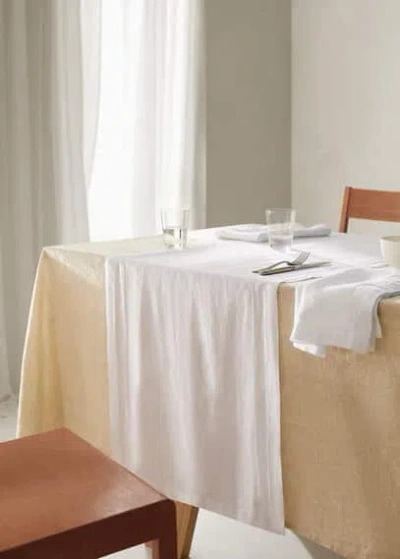 Mango Home 100% Linen Table Runner With Seam Detail Off White
