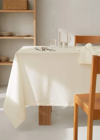Mango Home Lace-detail Tablecloth 150x150cm Off White