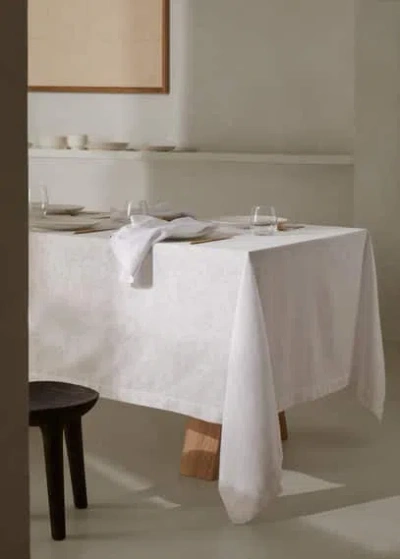 Mango Home Jacquard Flower Cotton Tablecloth 170x170cm Off White