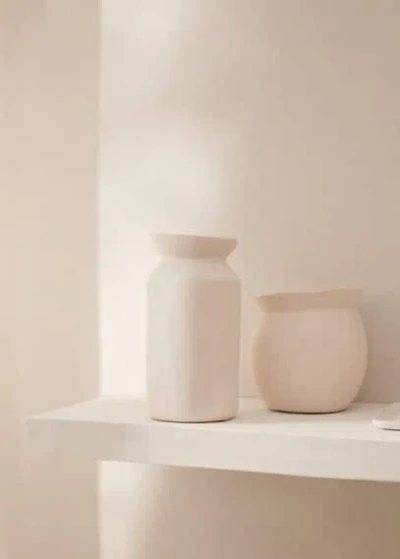 Mango Home Asymmetric Metallic Vase Off White In Neutral