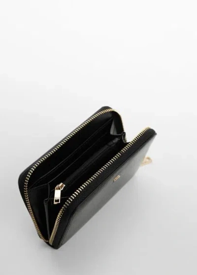 Mango Embossed Wallet With Logo Black