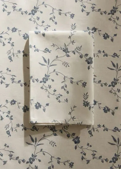 Mango Home Floral-print Cotton Napkin Blue In White