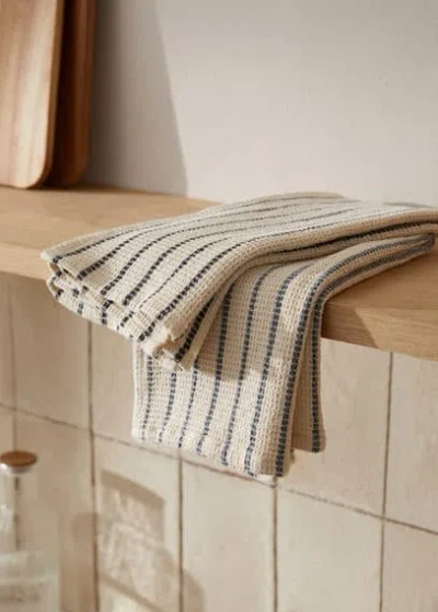 Mango Home 100% Cotton Striped Dish Towel Sand