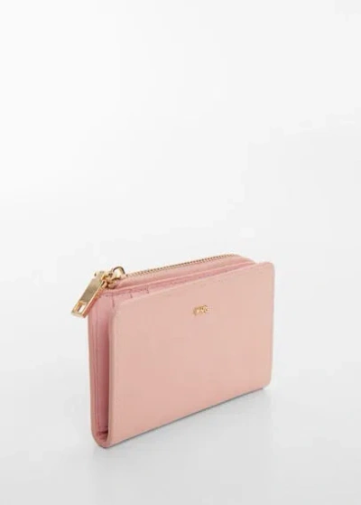 Mango Embossed Wallet With Logo Pink