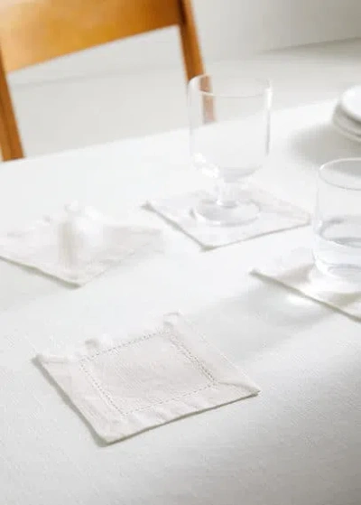 Mango Home Cotton Coasters With Hemstitch Detail Off White