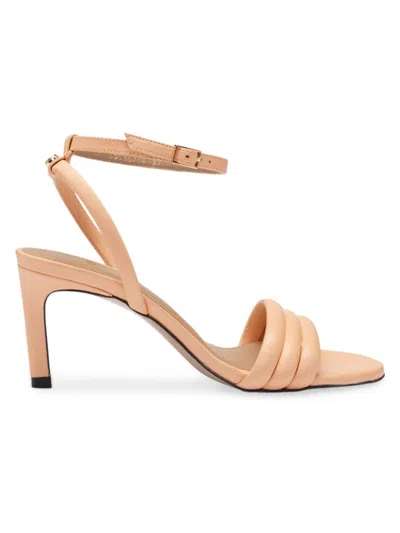 Hugo Boss Strappy Sandals In Nappa Leather With A 7cm Heel In Light Pink