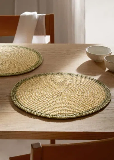 Mango Home Individual 100% Round Braided Paper Green In Neutral