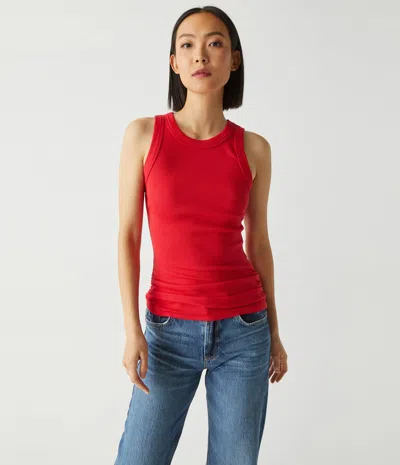 Michael Stars Halley Ribbed Tank With Ruching In Spritz