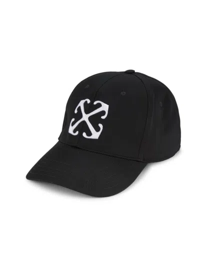 Off-white Embroidered Arrow Drill Baseball Cap In Black White