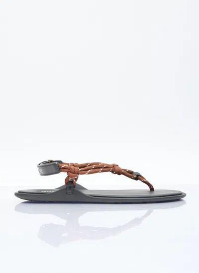 Miu Miu Riviere Cord And Leather Sandals In Brown