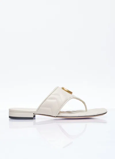 Gucci Double G Thong Sandals In White