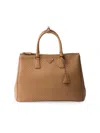 Prada Extragrosse  Galleria Tasche Aus Leder Mit Nieten In Beige Khaki